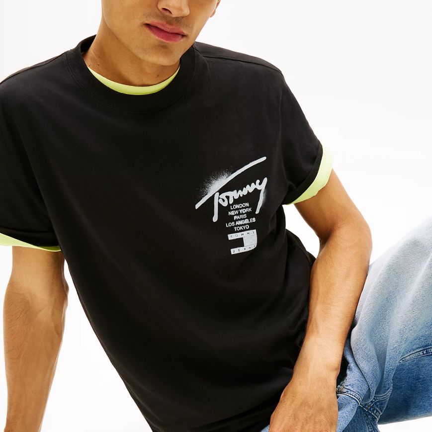 Tommy Jeans Regular City Sign T-shirt Zwart