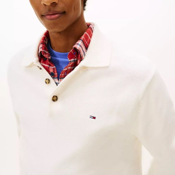 Tommy Jeans Slim Essential Polo Sweater Off White