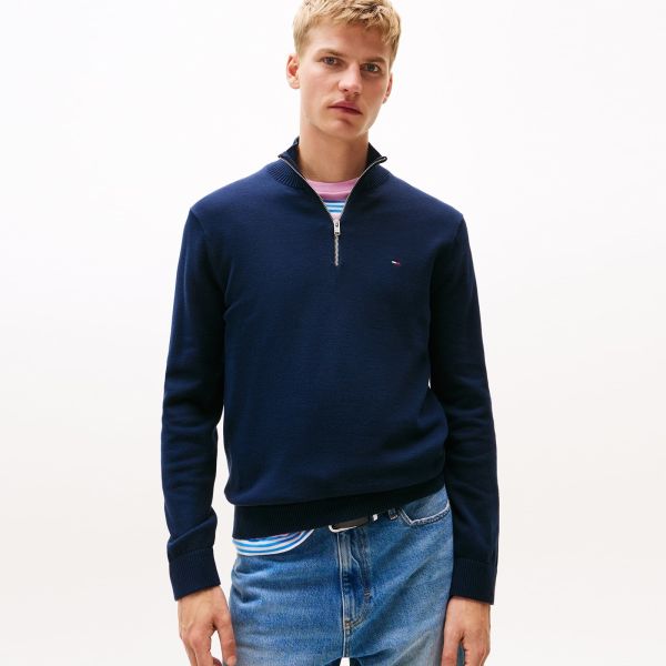 Tommy Jeans Slim Essential Quarter Zip Sweater Navy