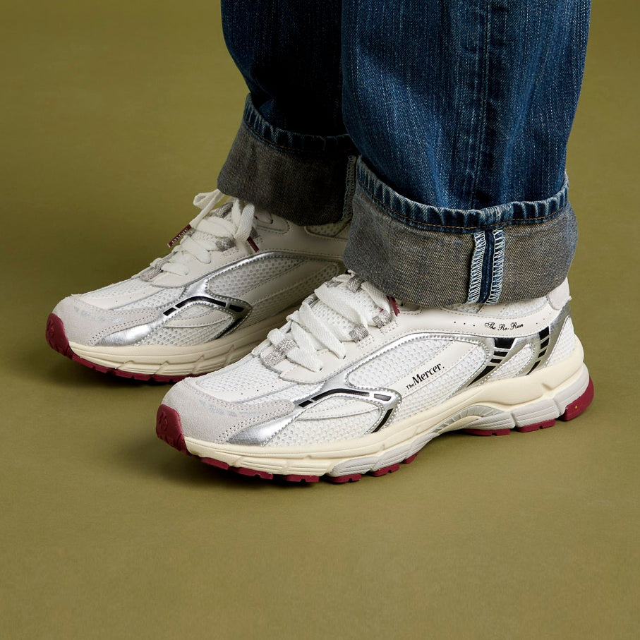 The Mercer Brand The Re-Run White Silver Sneaker Wit/Rood