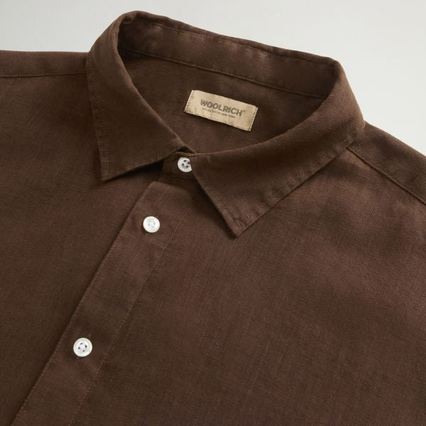 Woolrich Linen Overhemd Bruin