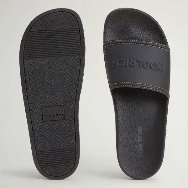 Woolrich Logo Slippers Zwart